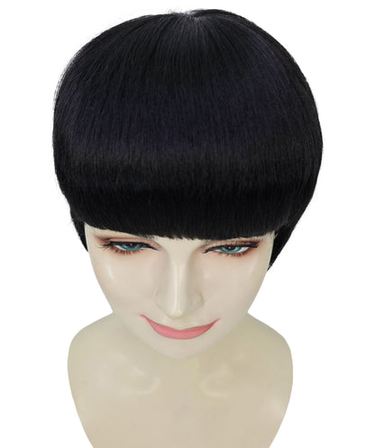 HPO Adult Women’s Sculpted Pixie Cut Wig with Defined Sideburns | Halloween Wig | Flame-Retardant Synthetic Fiber | Capless Adjustable Design for Breathable Fit