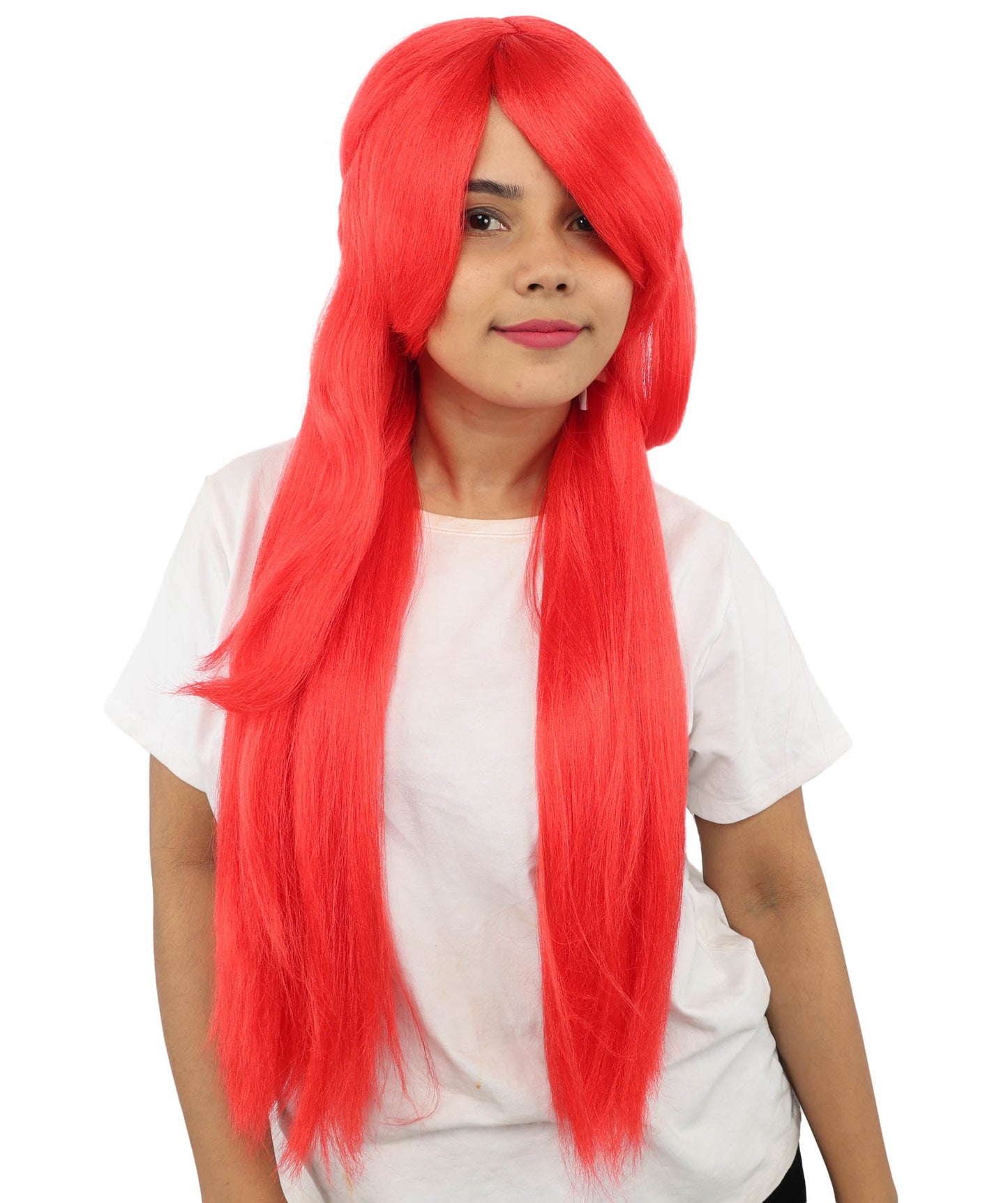 HPO Adult Women's Anime Character Wig | Multiple Color Options | Synthetic Fiber with Side Swept Bangs and Top Tuft | Halloween Party and Comic Con Events
