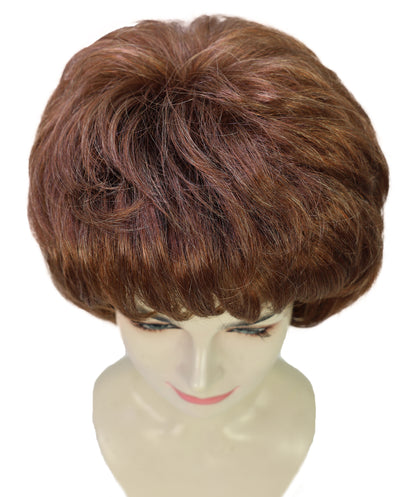 HPO Women's Synthetic Full Brown Wig – Medium Bounce Curl Bob Style for Parties, and Themed Events