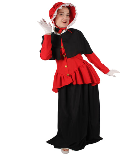 HPO Women's Holiday Celebration Caroler Costume Set I Suitable for Halloween I Flame-retardant Synthetic Fabric