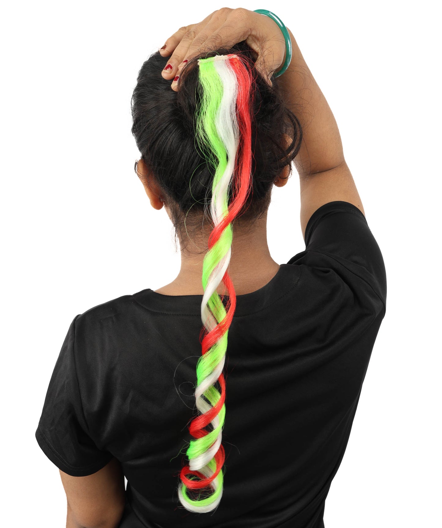 HPO Women's National Flag Hair Streak | Crafted from Flame-retardant Synthetic Febric with a textured spiral construction | Ideal for theater, drag, and costume events