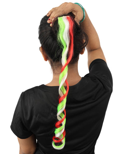 HPO Women's National Flag Hair Streak | Crafted from Flame-retardant Synthetic Febric with a textured spiral construction | Ideal for theater, drag, and costume events