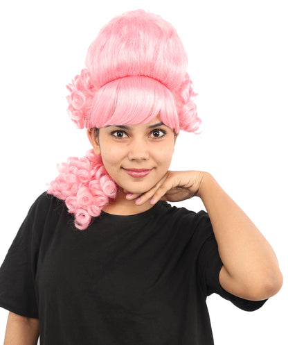 HPO Women's Light Pink Rococo Wig | Elegant 18th Century Style Synthetic Hairpiece | Cosplay,  Parties, Stage Performances & Photoshoots