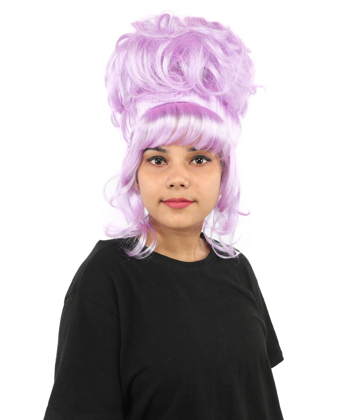 HPO Adult Women's Elegant Updo Tendril Wig | Multiple Color Options | Pastel peach hue, create of synthetic fiber, high teased volume with face-framing strands, breathable capless cap | Party, Halloween, theater, drag, performance, costume events
