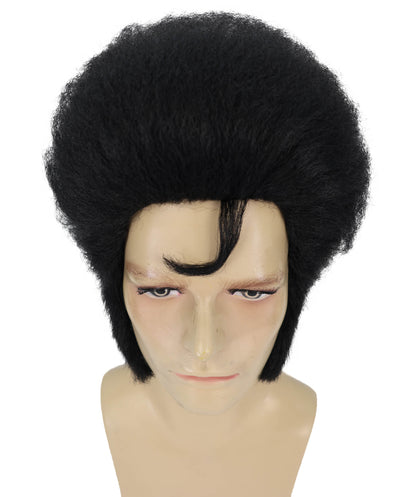 HPO Men’s Elvis Wig | Black Pompadour Hairpiece for Rock Star Look | Halloween Parties, Stage Acts & Themed Events