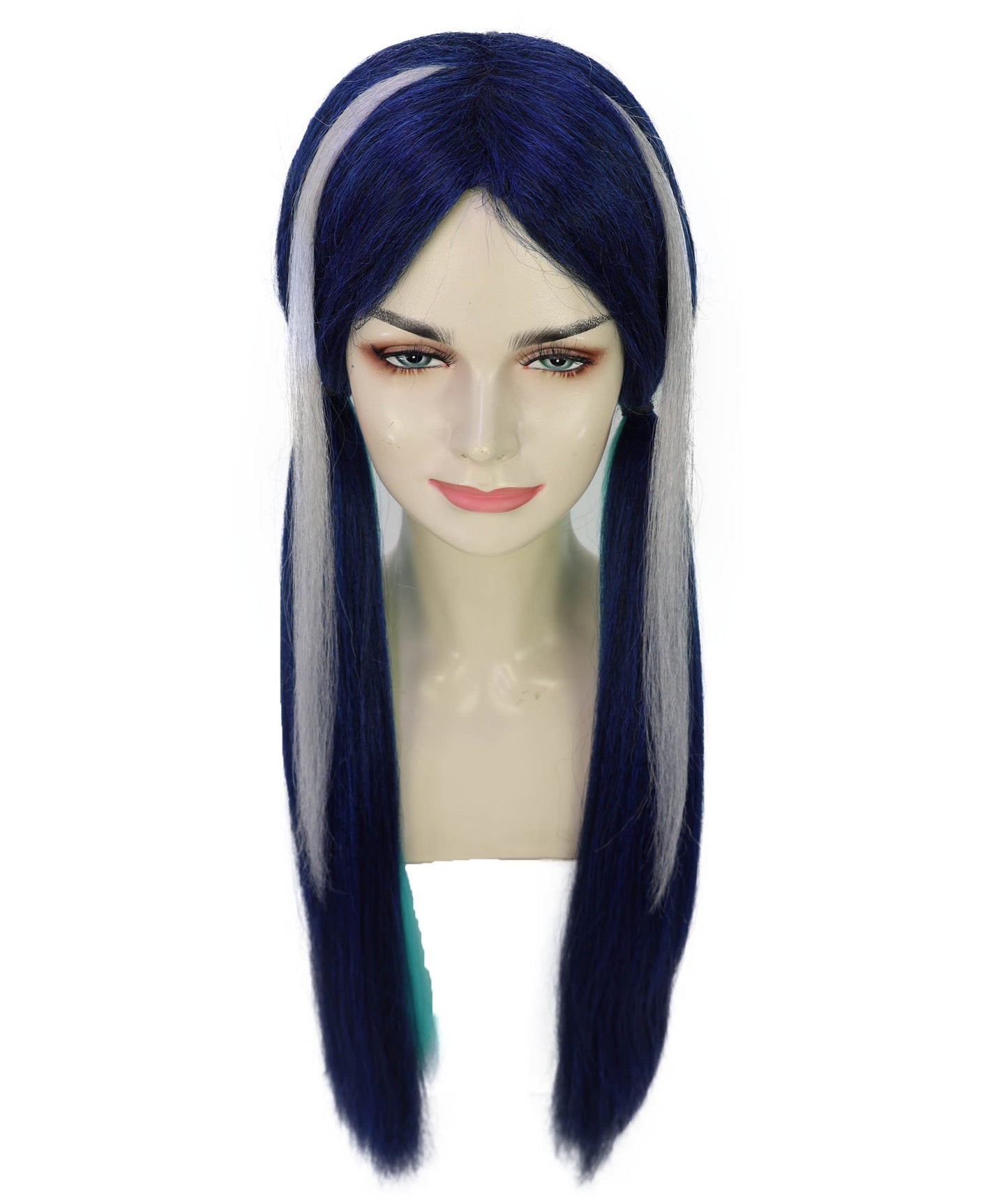 Women’s Long Straight Multiple Color Twin Tail Anime Wig | Game Character Hair | Ideal for Halloween | Breathable Capless Cap