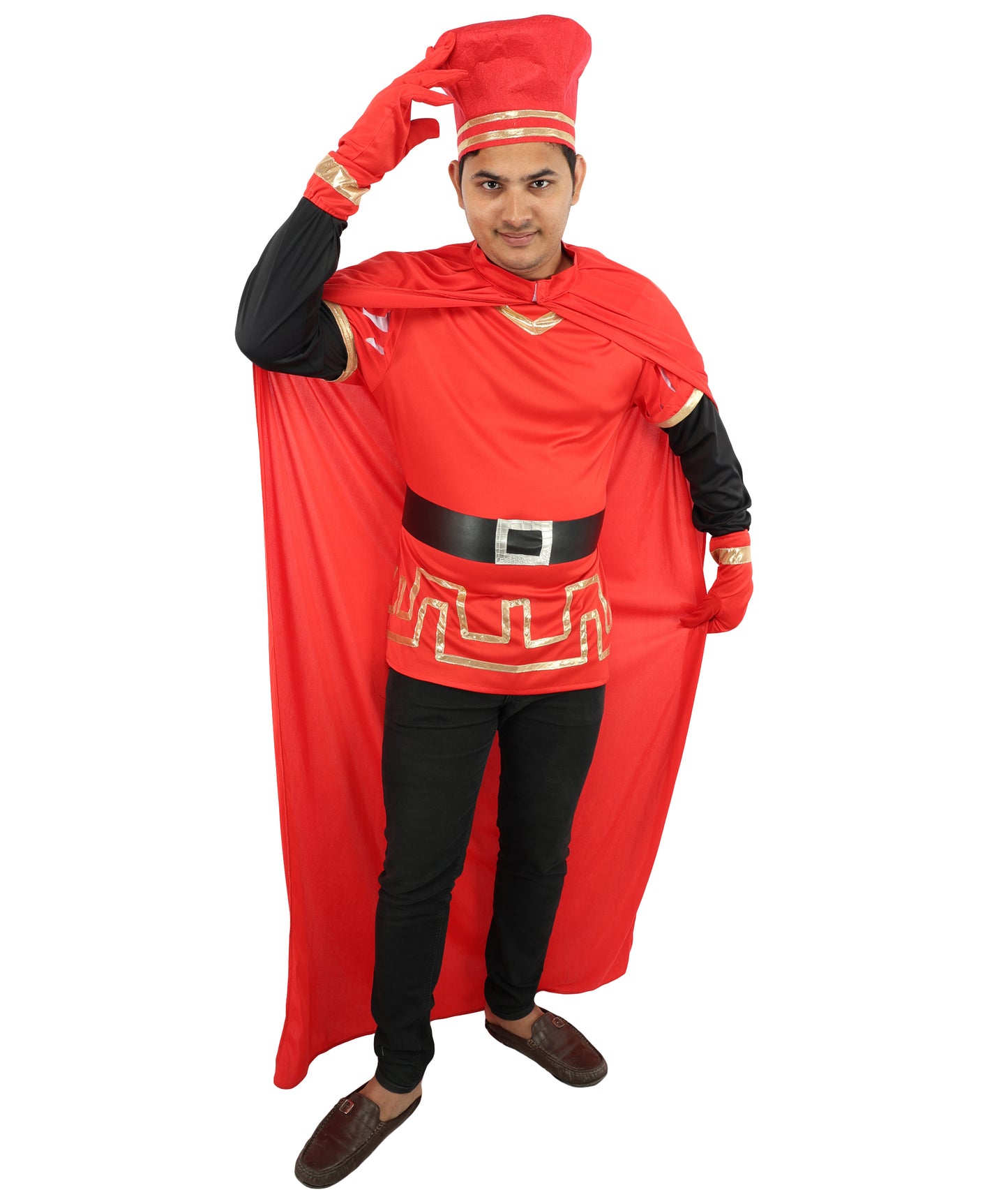 HPO Men’s Red Cloak Costume | Top, Robe & Cape with Headwear | Halloween, Cosplay, Party & Roleplay Outfit for Themed Events