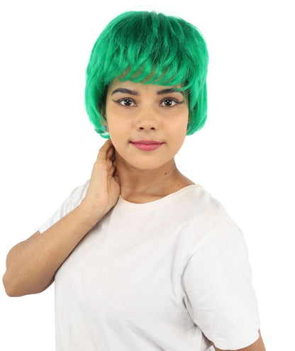 HPO Adult Women's Short Silver White Pixie Wig  | Edgy Layered Cut with Bangs | Synthetic Hair Wig for Stage Fashion, Cosplay, Halloween & Bold Party Looks