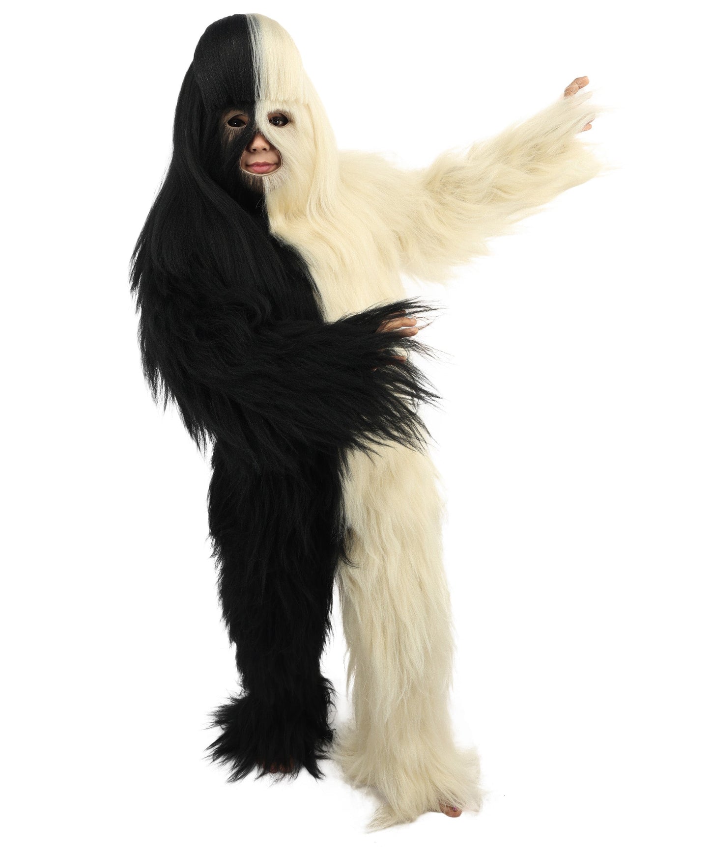HPO Teen Extreme Hairy Person Two Part Costume, Mask and Bundle Set - Full-Body Hair Suit Extra-Long Costume Wig for Halloween, Cosplay & Parties - Multiple Color Options