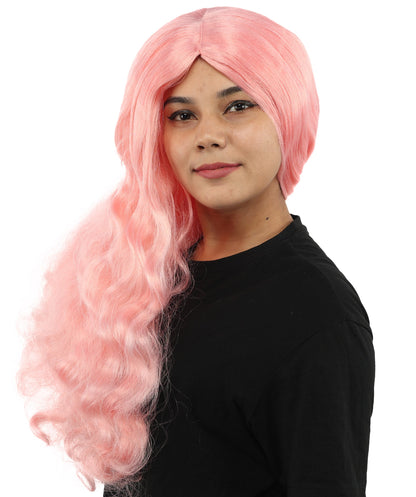 HPO Adult Women's Long Wavy Wig | Multiple Color Options | Center Parted Ginger Curls with Voluminous Ends, Heat Resistant Synthetic Fiber & Breathable Cap | Halloween, Teen Roleplay, Theater, Themed Party & Costume Events