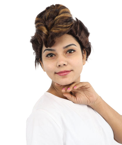 HPO Women's 11-Inch Elegant, Sleek Dark Brown Pixie Cut Wig | Vintage-Inspired Style with Capless Cap | Ideal for Cosplay, Costume, and Themed Parties