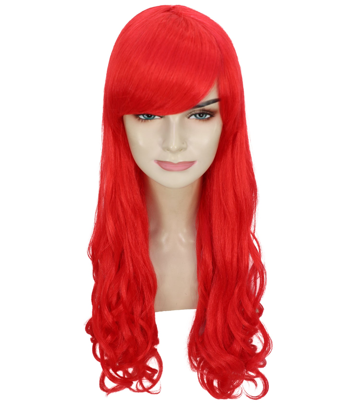 HPO Women's Multicolor Long Curly Wig with Fringe, Flame-retardant Synthetic Fiber