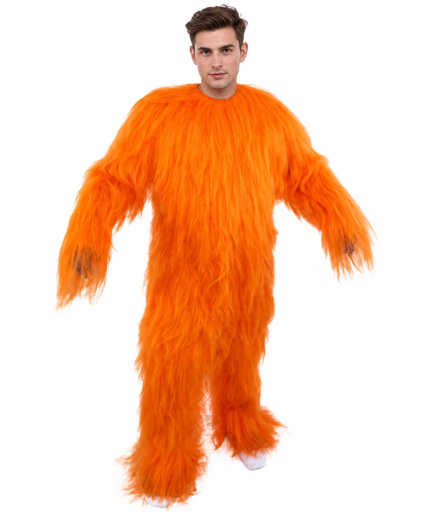 HPO Unisex Extreme Hairy Person Costume, Mask and Bundle - Full-Body Hair Suit Extra-Long Ash Brown Costume Wig for Halloween, Cosplay & Parties