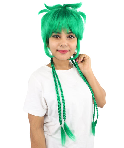 HPO Adult Women's Animal Ear Braided Wig | Multiple Color Options | Synthetic fiber, short bob with sculpted ears and long micro-braids, breathable base | Party, Halloween, theater, drag, performance, costume events