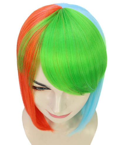 Women’s Shoulder Length multicolor Gaming Wig Bob Cut | Ideal for Halloween | Breathable Capless Cap