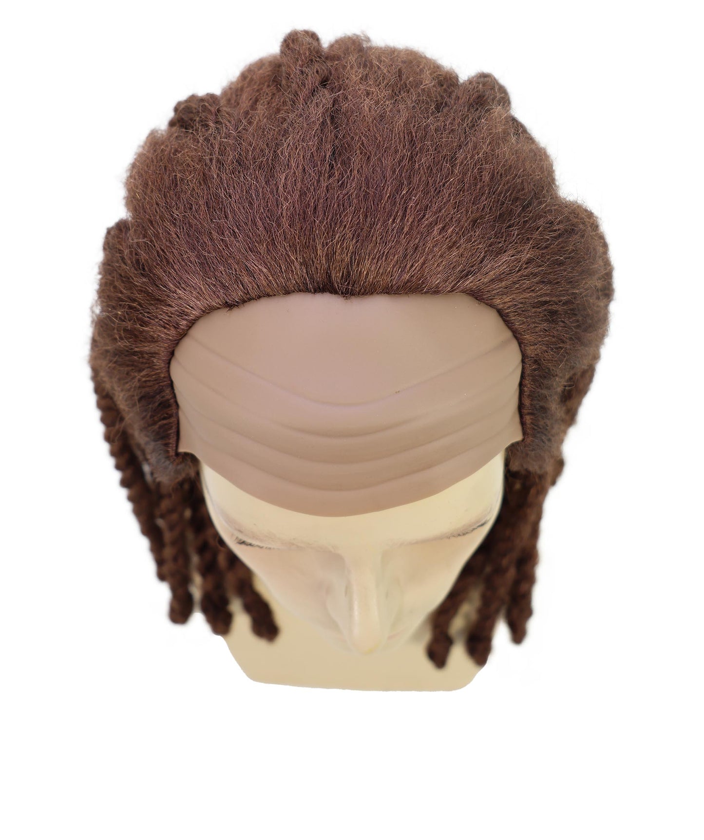 HPO Men’s Medium Length Brown Rapper Braided Wig | Halloween and Cosplay Wig | Flame-retardant Synthetic Fiber