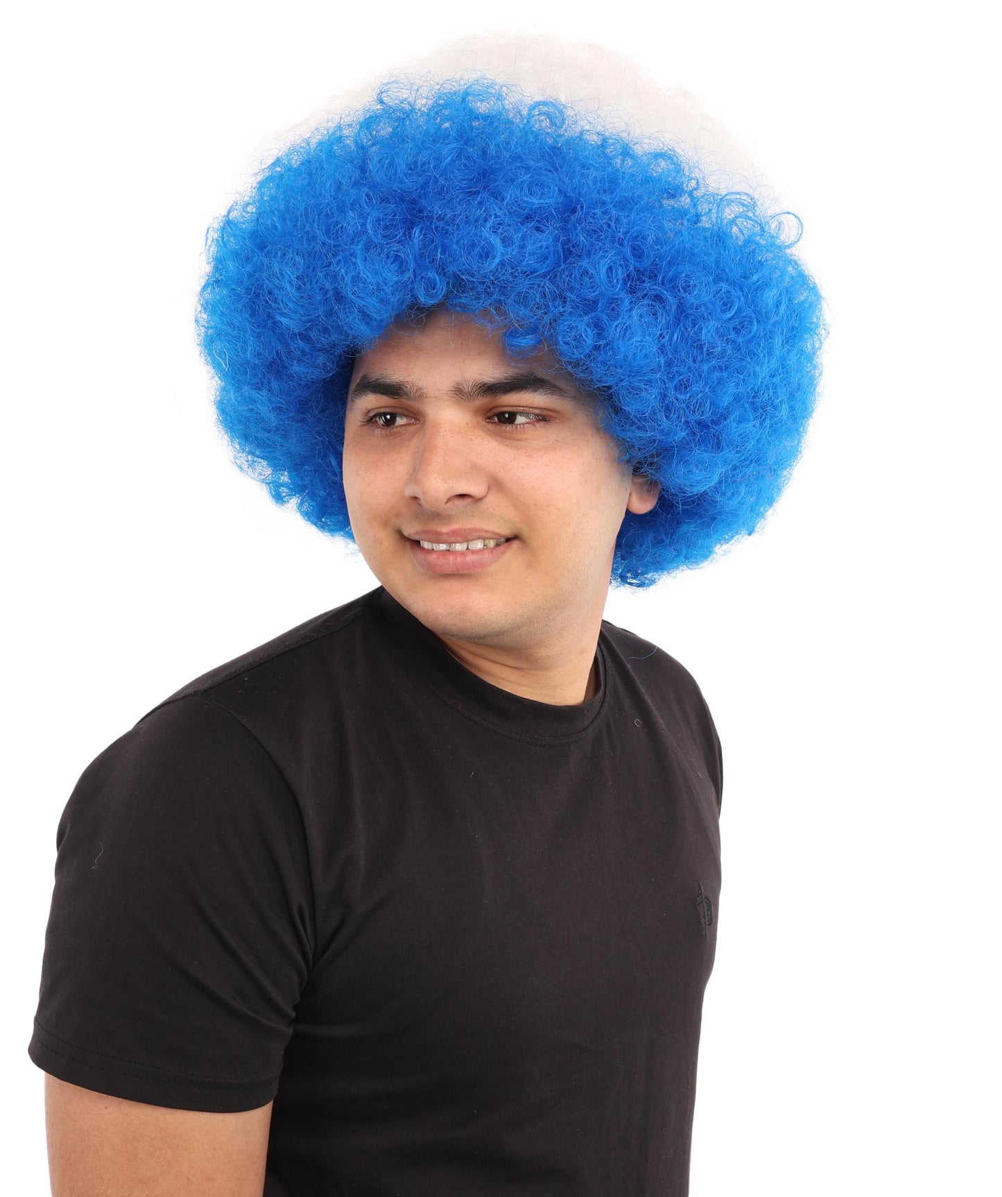HPO  Tricolor Afro Style Netherlands Flag Wig | Flame-retardant Synthetic Fiber with Capless Construction | Ideal for Party, Halloween, Cosplay, Theater, Drag, Performance, Costume Events