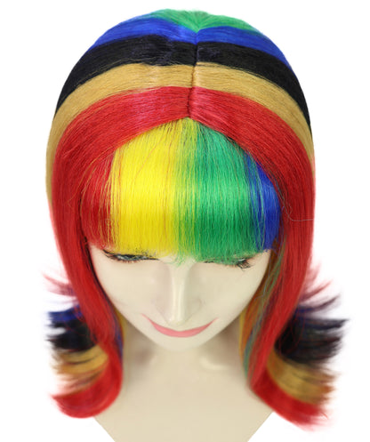 Women's Light Up Rainbow Wig | Vibrant Halloween Costume Hair for Parties | Breathable Capless Cap