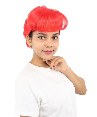 HPO Adult Women's Retro Pin-Up Wig | Multicolor Options, create of synthetic fiber, vintage curled bumper bangs with rolled back, breathable base | Party, Halloween, theater, drag, performance, costume events