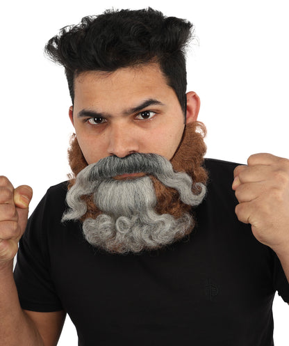 HPO Men's Rugged Warrior Wig & Beard Set  – Beard for Costume Roleplay | Tough Soldier Look for Cosplay, Halloween, Film-Inspired Characters