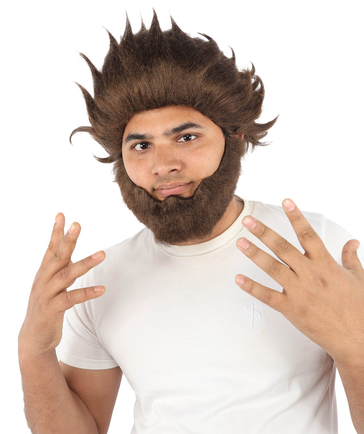 HPO Adult & Teen Men’s 11-Inch Spiky Wig with Beard Set | Multiple Color Options, Ideal for Cosplay, and Themed Events | Bold Style for Fun and Creative Looks