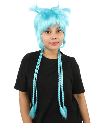 HPO Adult Women's Animal Ear Braided Wig | Multiple Color Options | Synthetic fiber, short bob with sculpted ears and long micro-braids, breathable base | Party, Halloween, theater, drag, performance, costume events
