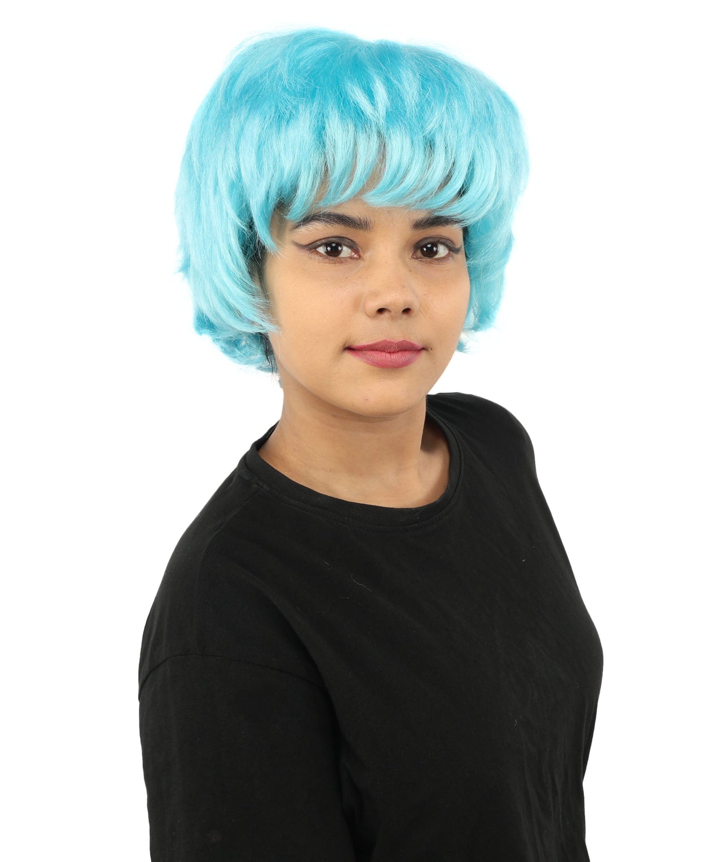 HPO Adult Women's Short Silver White Pixie Wig  | Edgy Layered Cut with Bangs | Synthetic Hair Wig for Stage Fashion, Cosplay, Halloween & Bold Party Looks