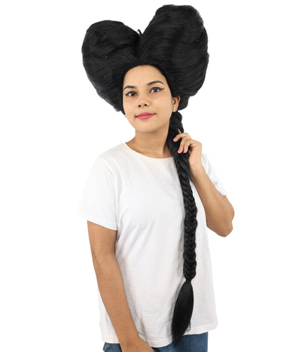 HPO Women’s Extra Long Golden Brown Count Dracula Wig | 42 Inch Synthetic Hairpiece Ideal for Gothic Noble Costume Halloween Cosplay Party Fancy Dress
