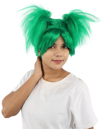HPO Women’s 15-Inch Orange Spiky Troll Wig | Fun Animated Character | Bright and Bold Look for Halloween, Cosplay, and Themed Party