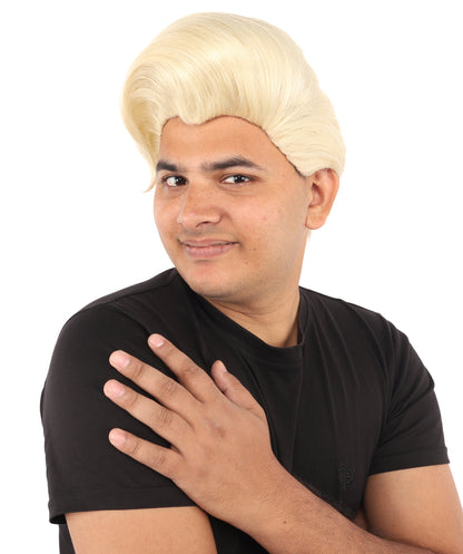 HPO Adult & Teen Men's Sleek Updo Theatrical Wig | Icy silver tone, create of synthetic fiber, striking swept front volume, breathable base | Party, Halloween, theater, drag, performance, costume events
