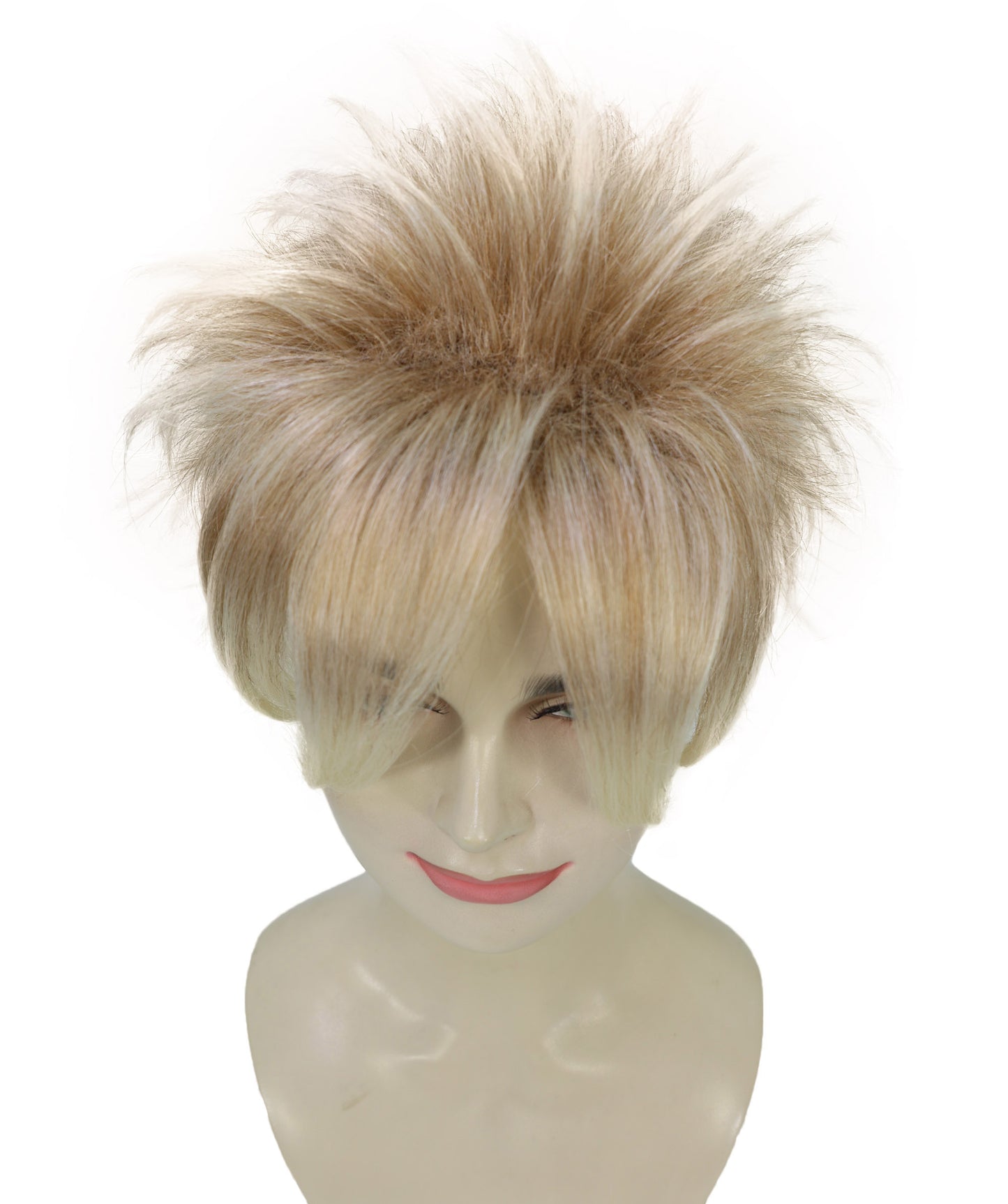 Women’s Short Spiky 80s Style Punk Blonde Wig | Teased Wave with Platinum Tips for Women | Ideal for Halloween | Breathable Capless Cap