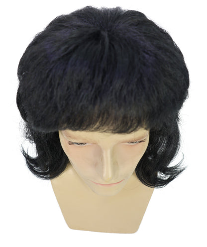 HPO  Men’s Signer-Inspired Black Wavy Wig | Halloween and Cosplay Wig | Flame-retardant Synthetic Fiber