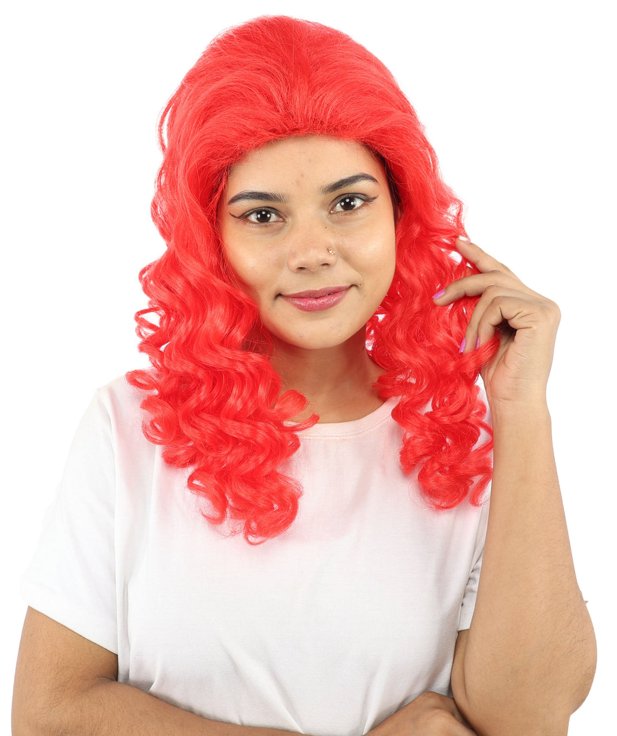 HPO Adult Women’s 16-Inch Medium Wig with Soft Curls | Multiple Color Options | Ideal for Cosplay, and Themed Events | Elegant, Versatile Hairpiece for Various Looks