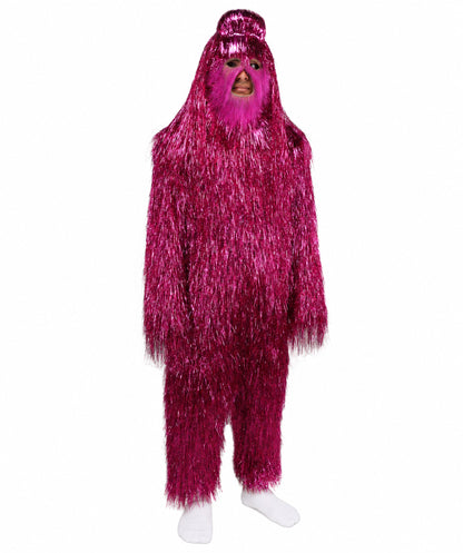 HPO UnisexTinsel Hairy Costume, Bundle & Mask Set | Full-Body Suit & Matching Mask | Long Hair Funny Costume for Halloween, Performers, Cosplay & Mascots | Multicolor Options