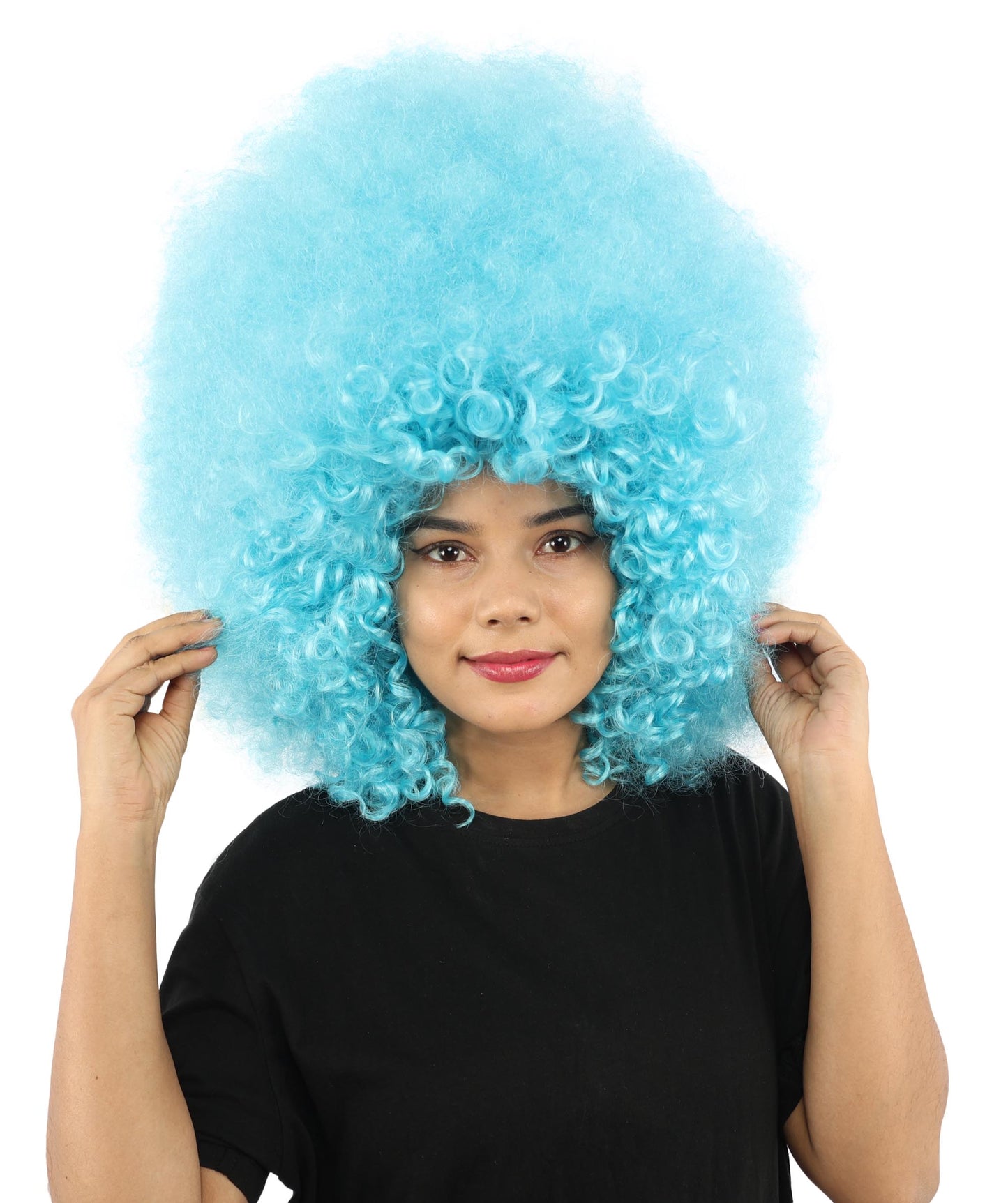 HPO Women's Giant White Glitter Afro Wig | Massive Puffy Sparkle Hair with Silver Sheen, Synthetic Fiber & Breathable Cap | Halloween, Troll Roleplay, 70s Disco Party, Theater & Funny Costume