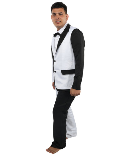 HPO Men’s White & Black Cosplay Tuxedo suit Costume - Two Piece Formal Cosplay Bodysuit | Stylish Party Outfit for Halloween