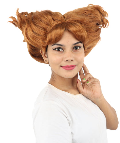 HPO Women's Theatrical Structured Fantasy wig | Warm Brown, created of flame-retardant synthetic fiber, extreme wide side volume, capless base | Theater, stage performance, drag events