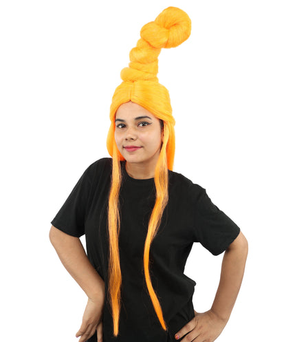 HPO Adult Women's Sculpted Loop Topknot Wig | Multiple Color Options | Create of synthetic fiber, gravity-defying twisted vertical bun with long face-framing strands, breathable base | Party, Halloween, theater, drag, performance, costume events