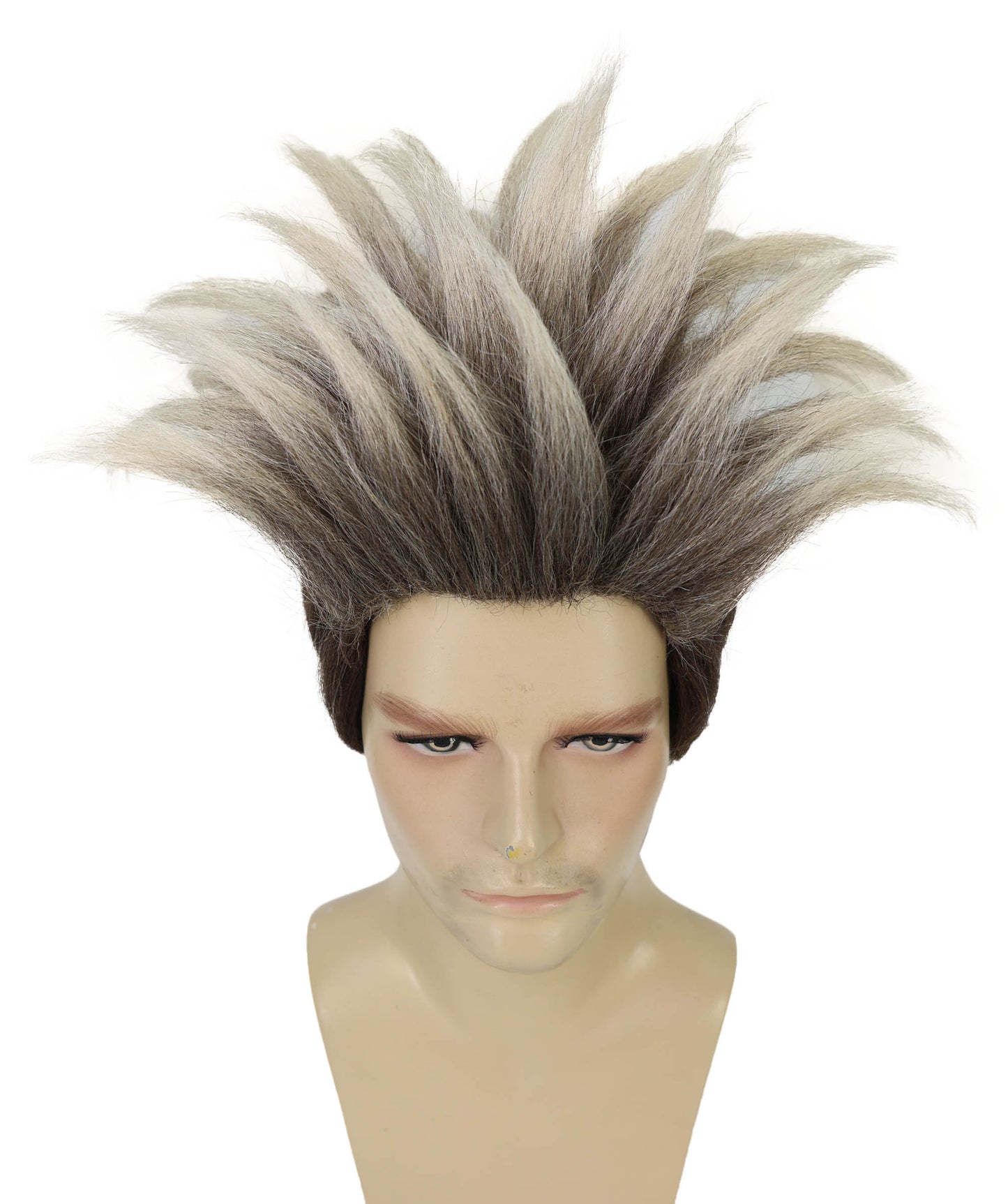HPO Adult Men’s Multicolor Spiky Hero Wig | Green Mask & Goggles Costume Accessory | Flame-retardant Synthetic Fiber
