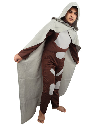 HPO Men's Fictional Character Long Grey & Brown Costume, Perfect for Halloween, Flame-retardant Synthetic Fabric