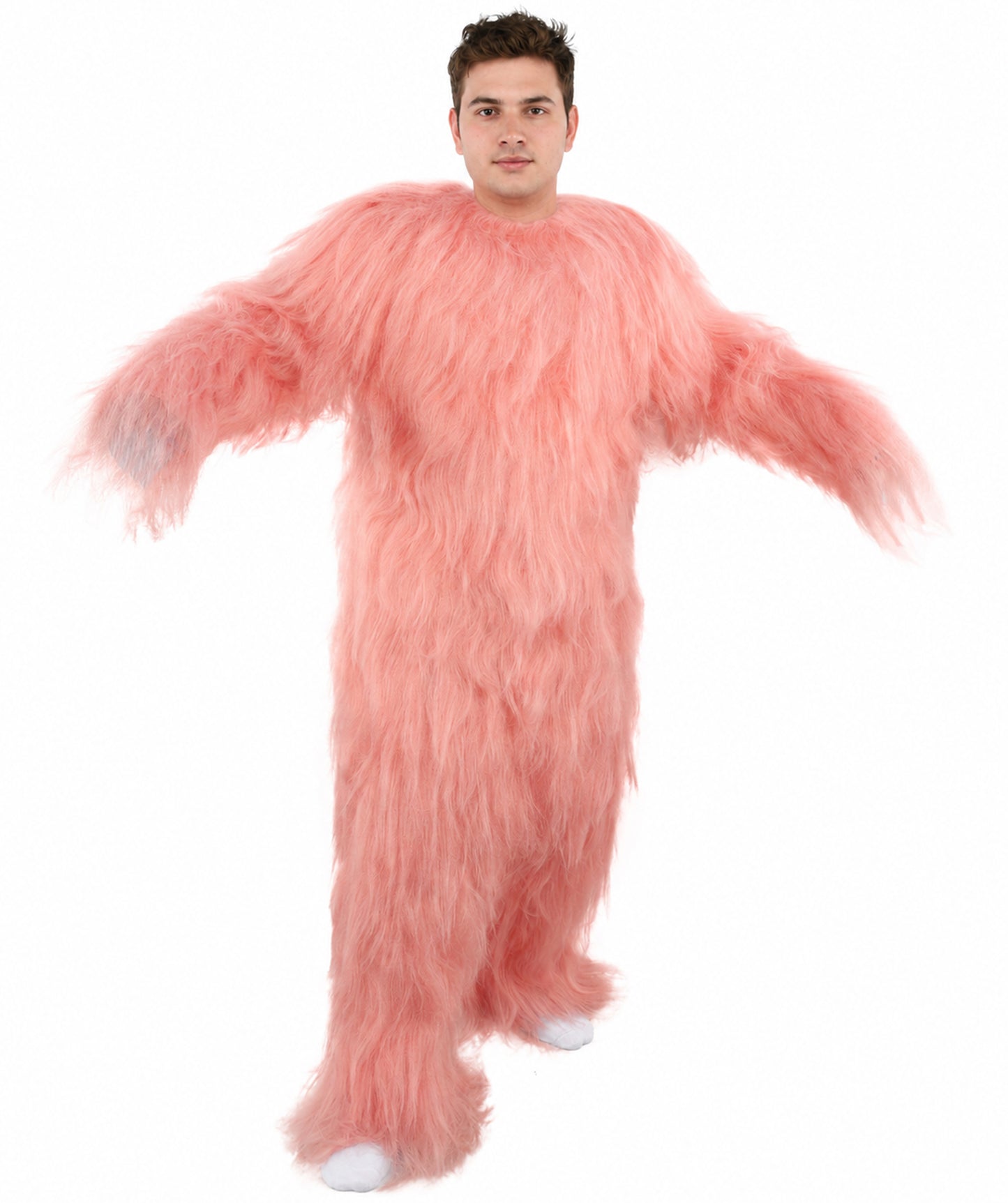 HPO Unisex Extreme Hairy Person Costume, Mask and Bundle - Full-Body Hair Suit Extra-Long Ash Brown Costume Wig for Halloween, Cosplay & Parties