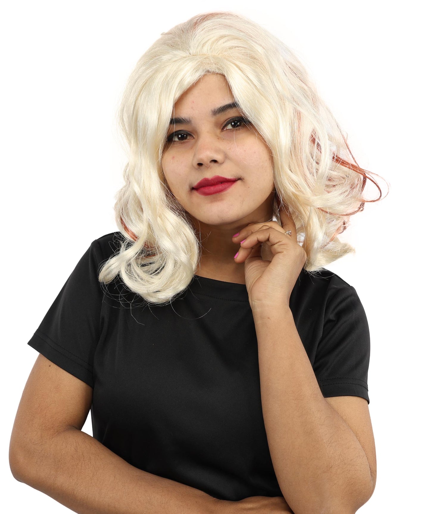 HPO Women’s Long-Length Multicolor Carnival Wig | Curly Hair Fancy Dress for Halloween, Festivals & Roleplay Events | Capless Cap Design
