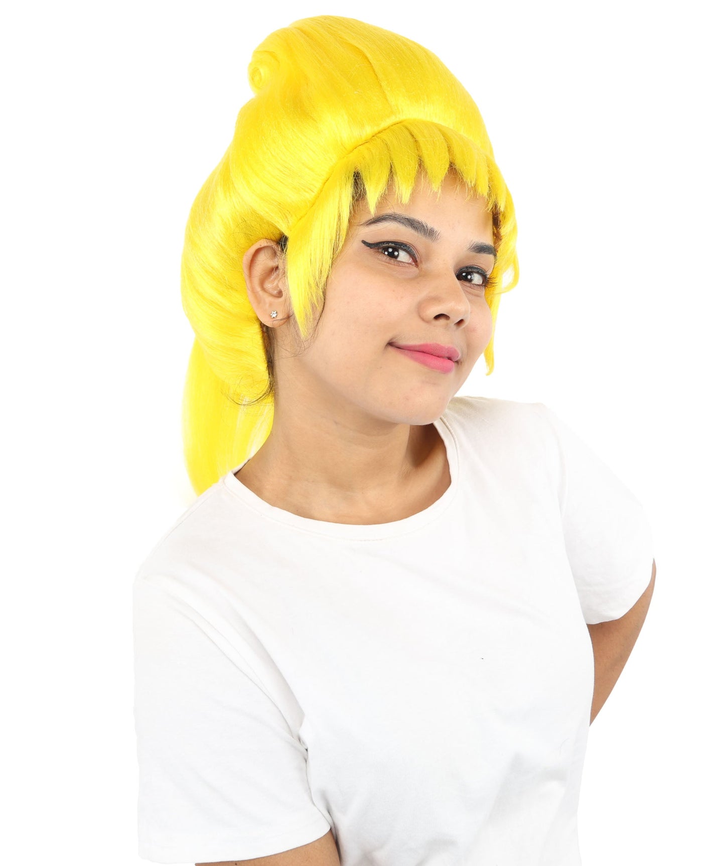 HPO Adult Women's Avant-Garde Bouffant Wig | Multiple Color Options | Create of synthetic fiber, massive smooth updo with micro bangs, breathable base | Party, Halloween, theater, drag, performance, costume events
