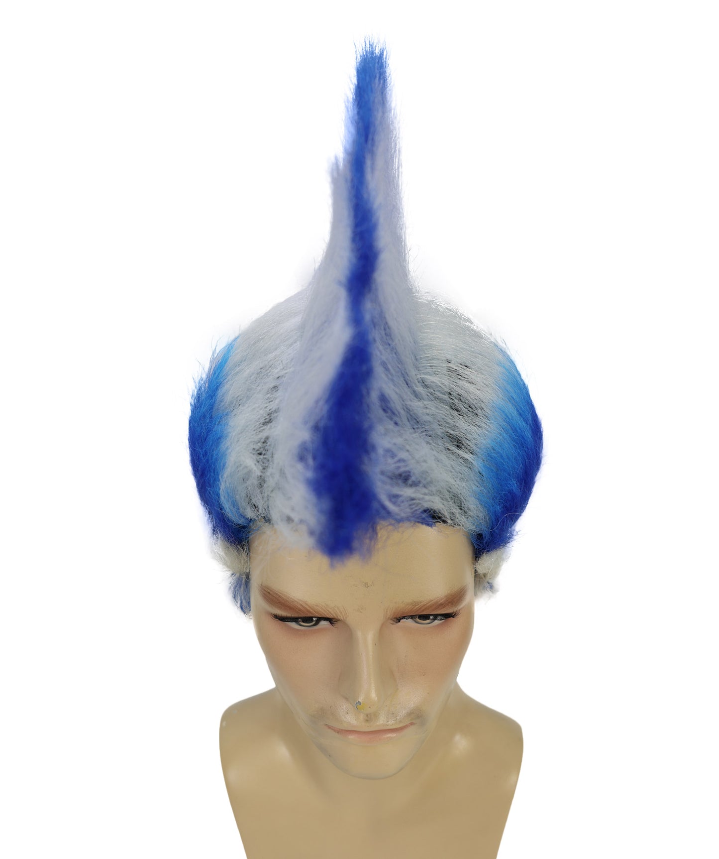 HPO Adult Men’s Mohican Multi-Color Punk Wig | Spiky Rocker Costume Hair for Parties, Festivals | Ideal for Halloween | Breathable Capless Cap