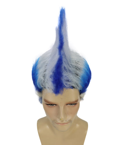 HPO Adult Men’s Mohican Multi-Color Punk Wig | Spiky Rocker Costume Hair for Parties, Festivals | Ideal for Halloween | Breathable Capless Cap