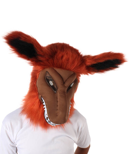 HPO Unisex Orange Furry Anime Tailed Monster Mask | Best for Halloween | Flame-retardant Synthetic Fiber