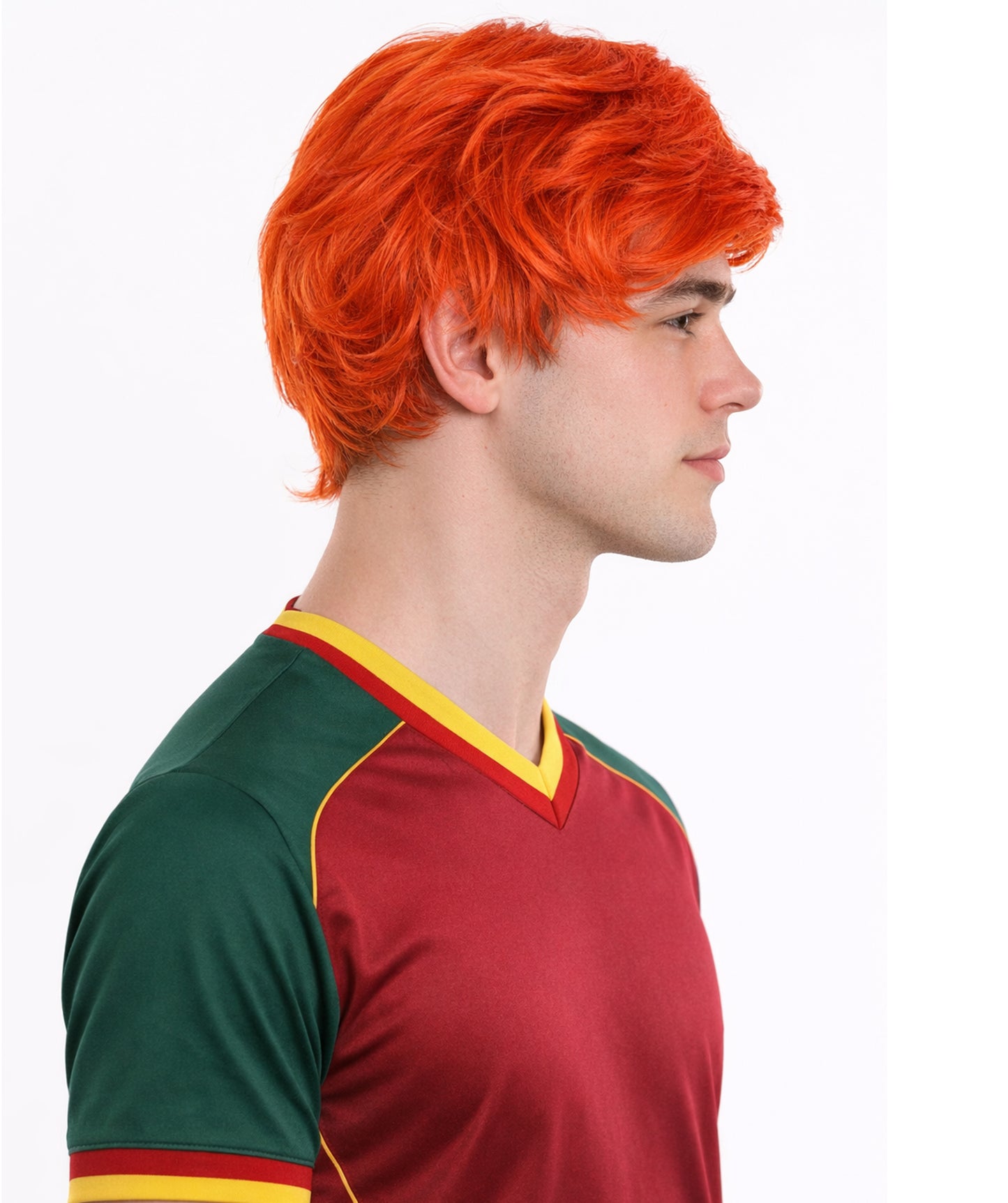 Ginger Tony Mens Wig | Orange Fancy  Halloween Wig | Premium Breathable Capless Cap