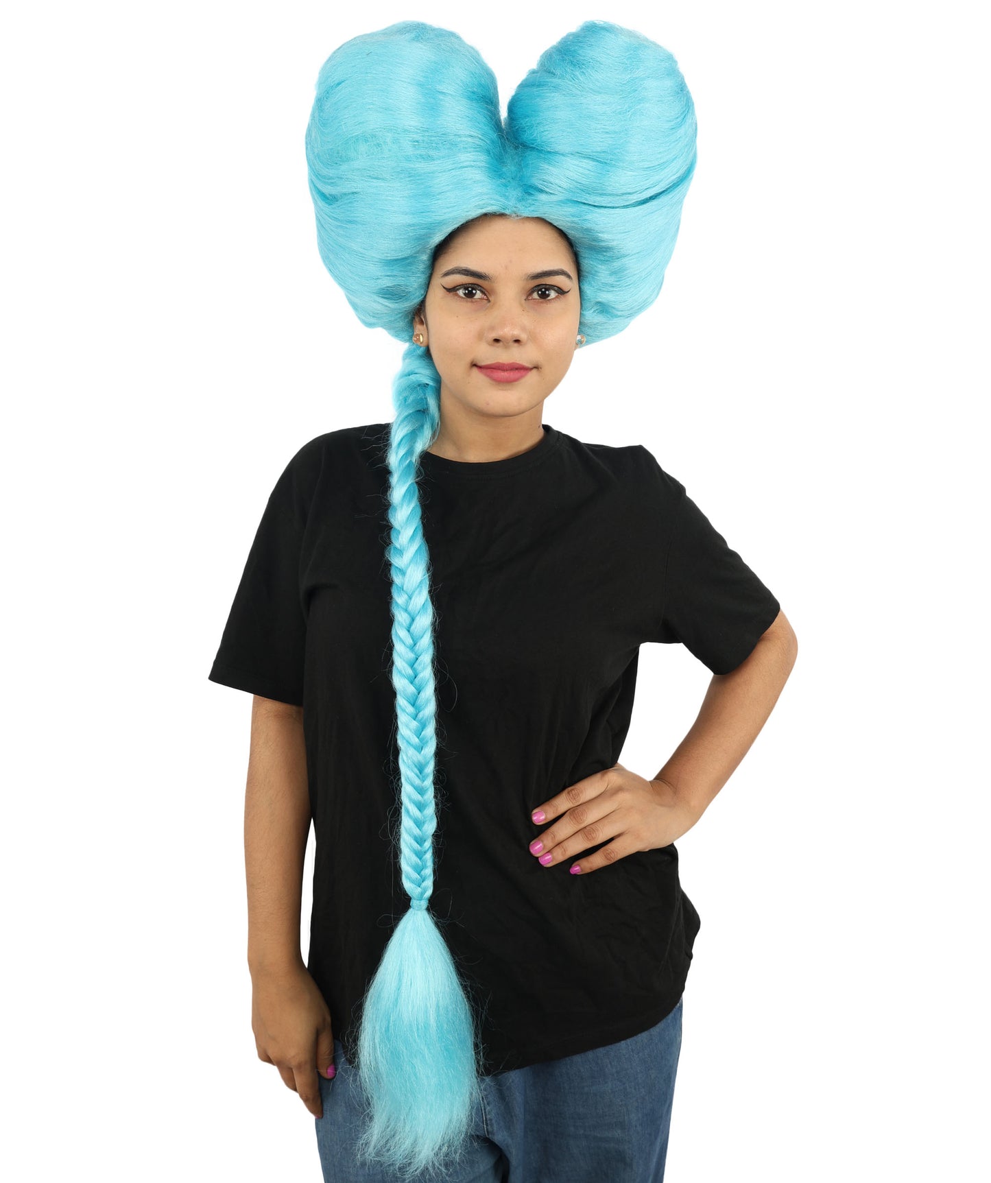 HPO Women’s Extra Long Golden Brown Count Dracula Wig | 42 Inch Synthetic Hairpiece Ideal for Gothic Noble Costume Halloween Cosplay Party Fancy Dress