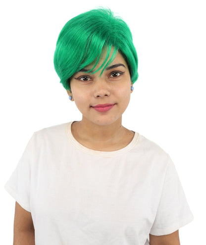 HPO Adult Women’s Short Black Wig | 10 Inch, Sleek and Smooth Bob Hairpiece | Ideal for Cosplay, Costume, and Themed Events