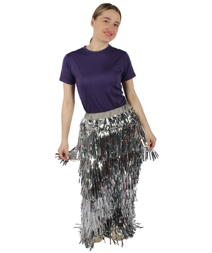 HPO Women's Fancy Metallic Tinsel Pant, Perfect for Halloween, Flame-retardant Tinsel Material